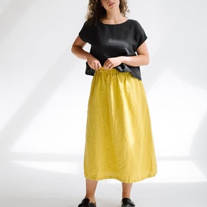 Linen skirt ARCOS . Natural linen skirt . Midi linen skirt
