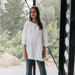 Linen tunic shirt GARBO , Linen  dress for women, linen tunic women, short linen dress