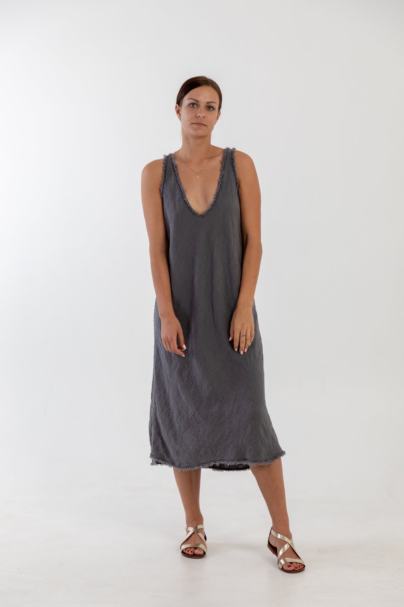 Natural Linen Strap Dress ROM . Linen Dress for Women. Linen - Etsy