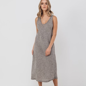 Natural Linen strap dress ROM . Linen dress for women. Linen tunic dress. Linen pinafore dress, linen jumper dress image 5