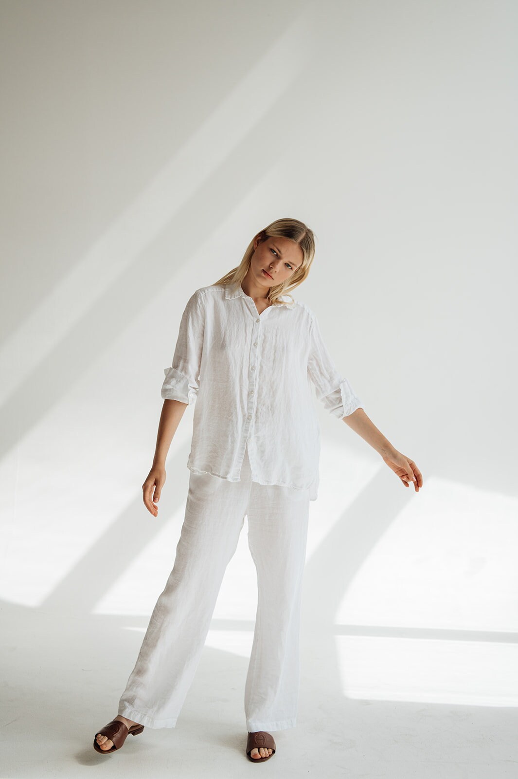 Linen Shirt and Linen Pants CARLA , Linen Set . Linen Shirt