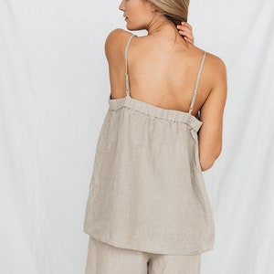 Linen cami top BALI , linen top and linen shorts, slip top, pajamas set image 5