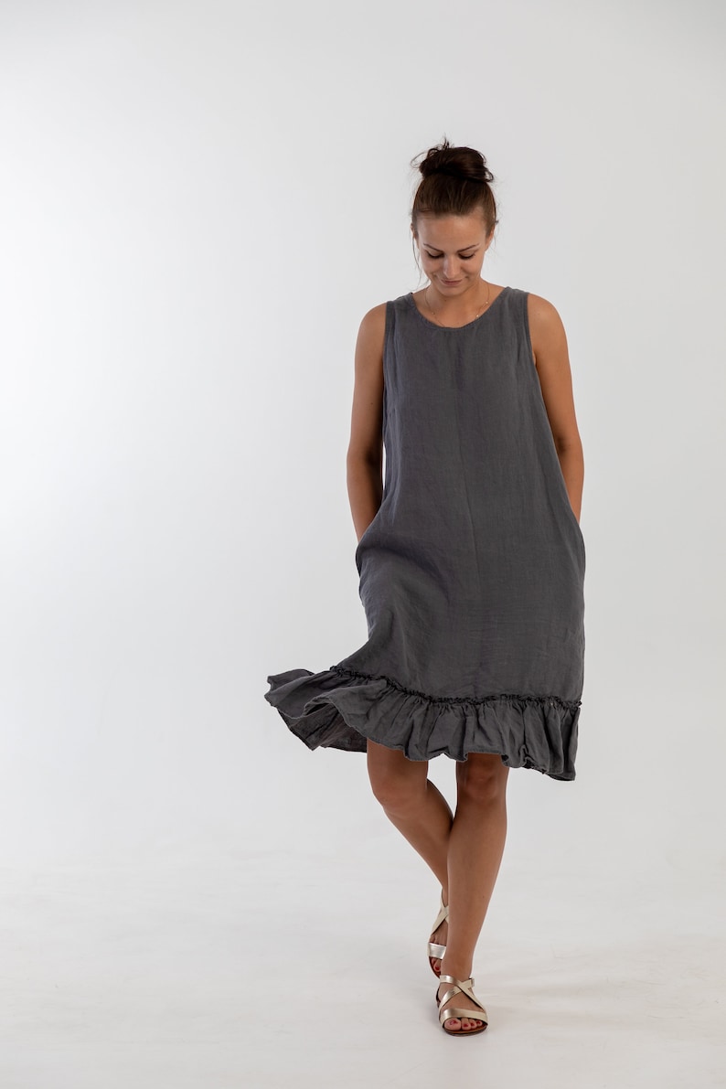 Linen Dress LAUREN. Knee Length Dress. Linen Tunic Dress. | Etsy