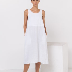 Linen slip dress PIPPA. Linen dress for women. Linen tunic dress. Linen pinafore dress, linen jumper dress, midi linen dress image 7