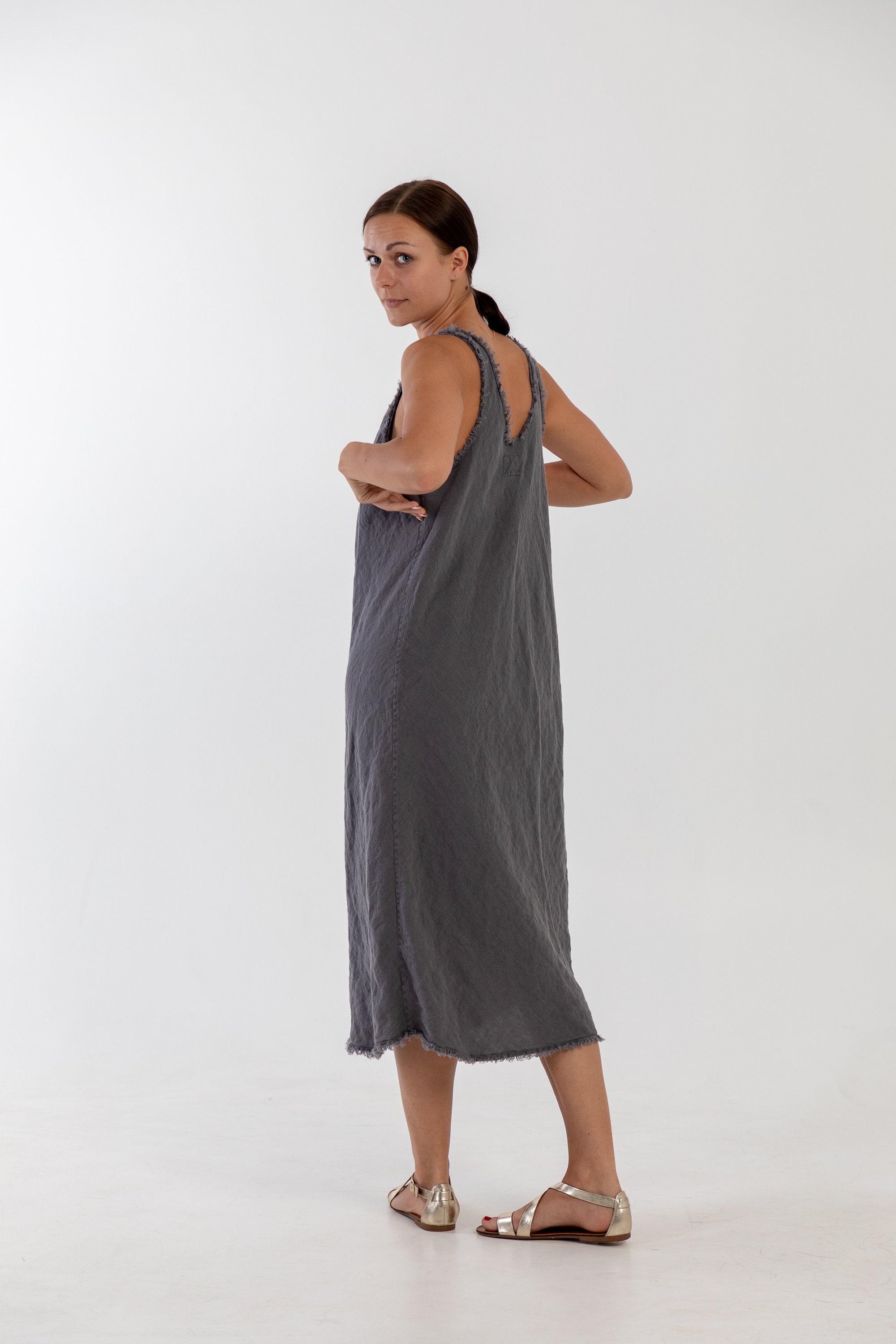 Natural Linen Strap Dress ROM . Linen Dress for Women. Linen | Etsy