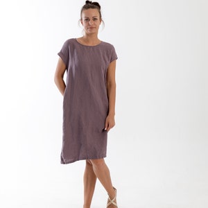 Linen dress ALICE .Knee length dress . Short sleeves dress image 9