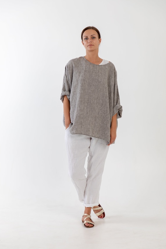 Linen Shirt VANESSA . Linen Shirt for Women, 3/4 Sleeve