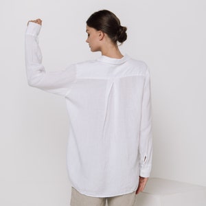 Linen shirt CARLA . Linen shirt , linen blouse, classic white linen shirt image 10
