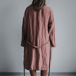Linen dress ADELE . Linen wrap dress . Linen robe, midi dress image 9