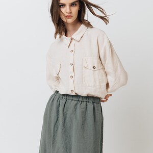 Linen skirt Ruby . Natural linen skirt . Midi linen skirt image 5