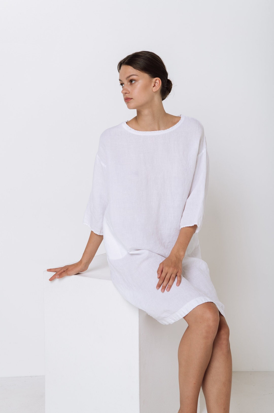 Robe en lin IDA robe d'été en lin robe avec poches robe