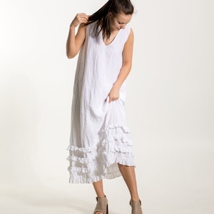 Linen dress CAROLINE. Linen tunic dress. White Summer linen dress. Long linen dress