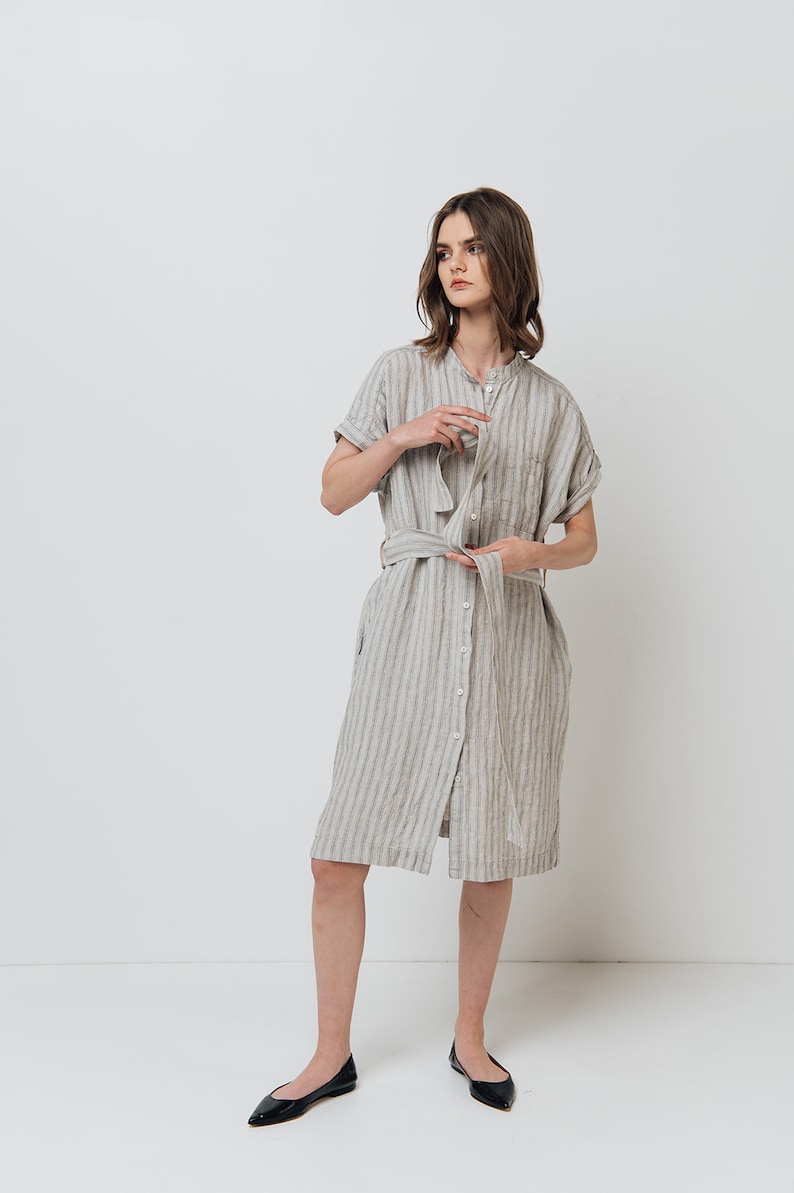 Erona Linen Tie-Neck Shirt Dress main image 0