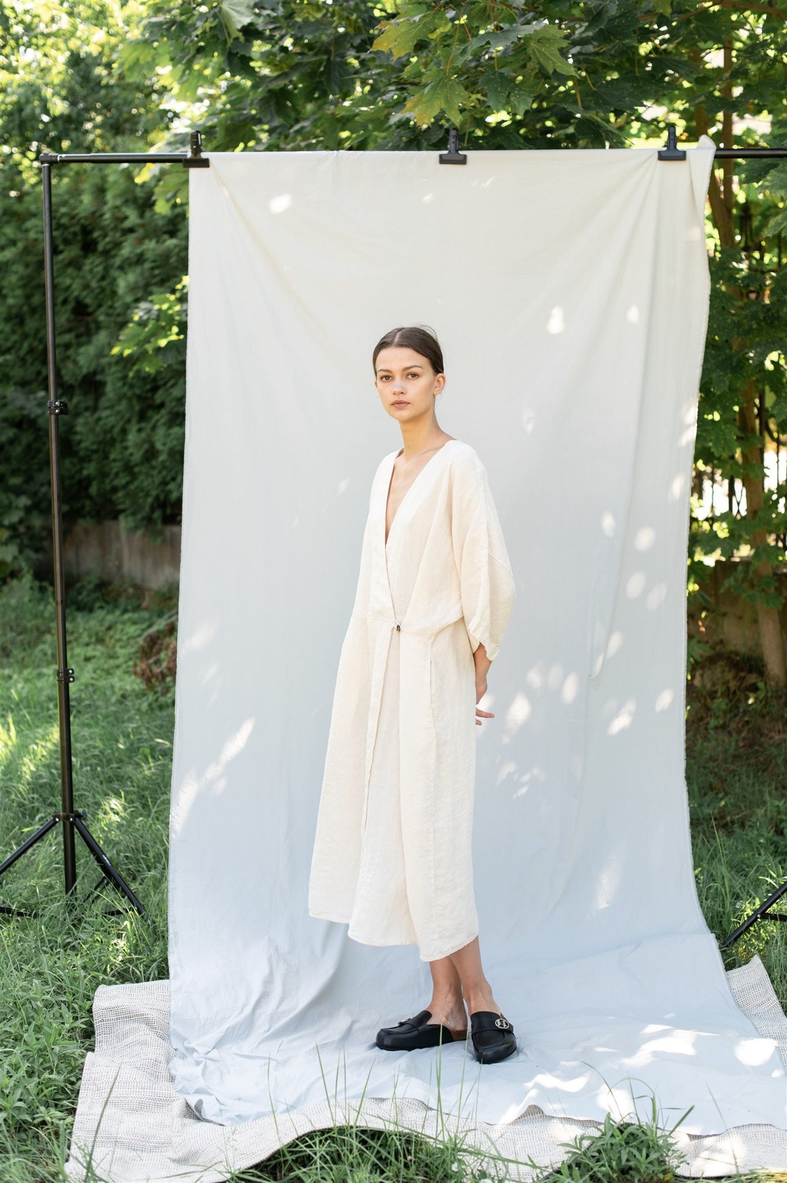Linen Wrap Dress DATE . Linen Clothing for Women. Linen Robe, Long