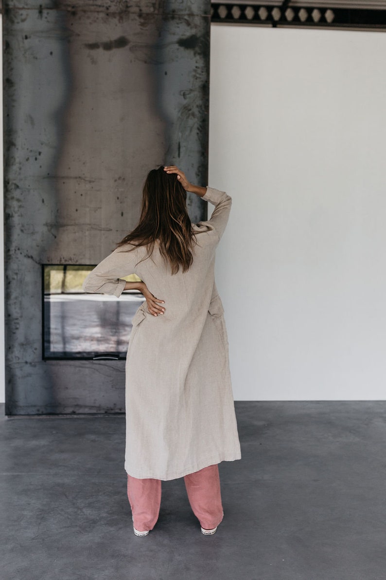 Linen jacket GRACE .Long linen jacket Full length jacket. Long Linen coat. Linen shirt dress .Linen clothing for women image 7