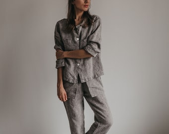 Linen shirt and pants  ENGEL. Linen set women.
