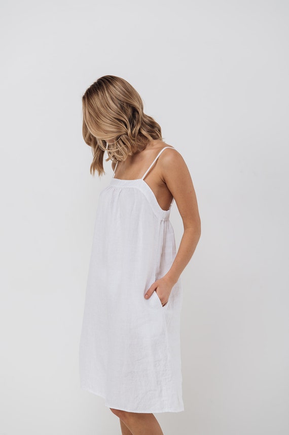 bali linen dress Atrani Puff Sleeve Dress