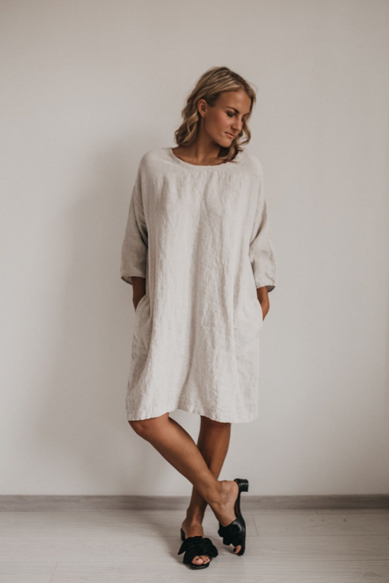 Linen dress IDA / linen summer / dress with pockets / tunic dress image 2