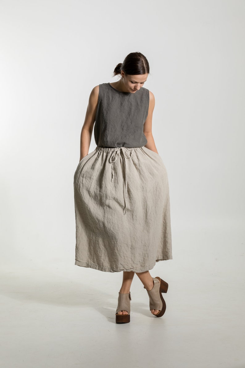 Linen skirt ISABEL . Natural linen skirt . Linen clothing for women. Midi linen skirt image 6