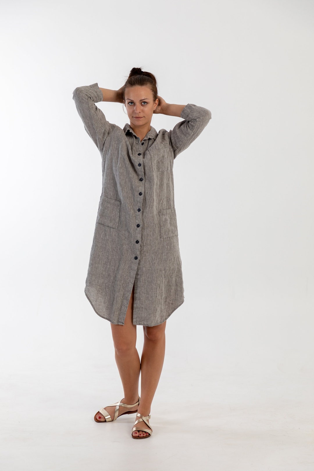 HAZELINA LINEN SHIRT DRESS