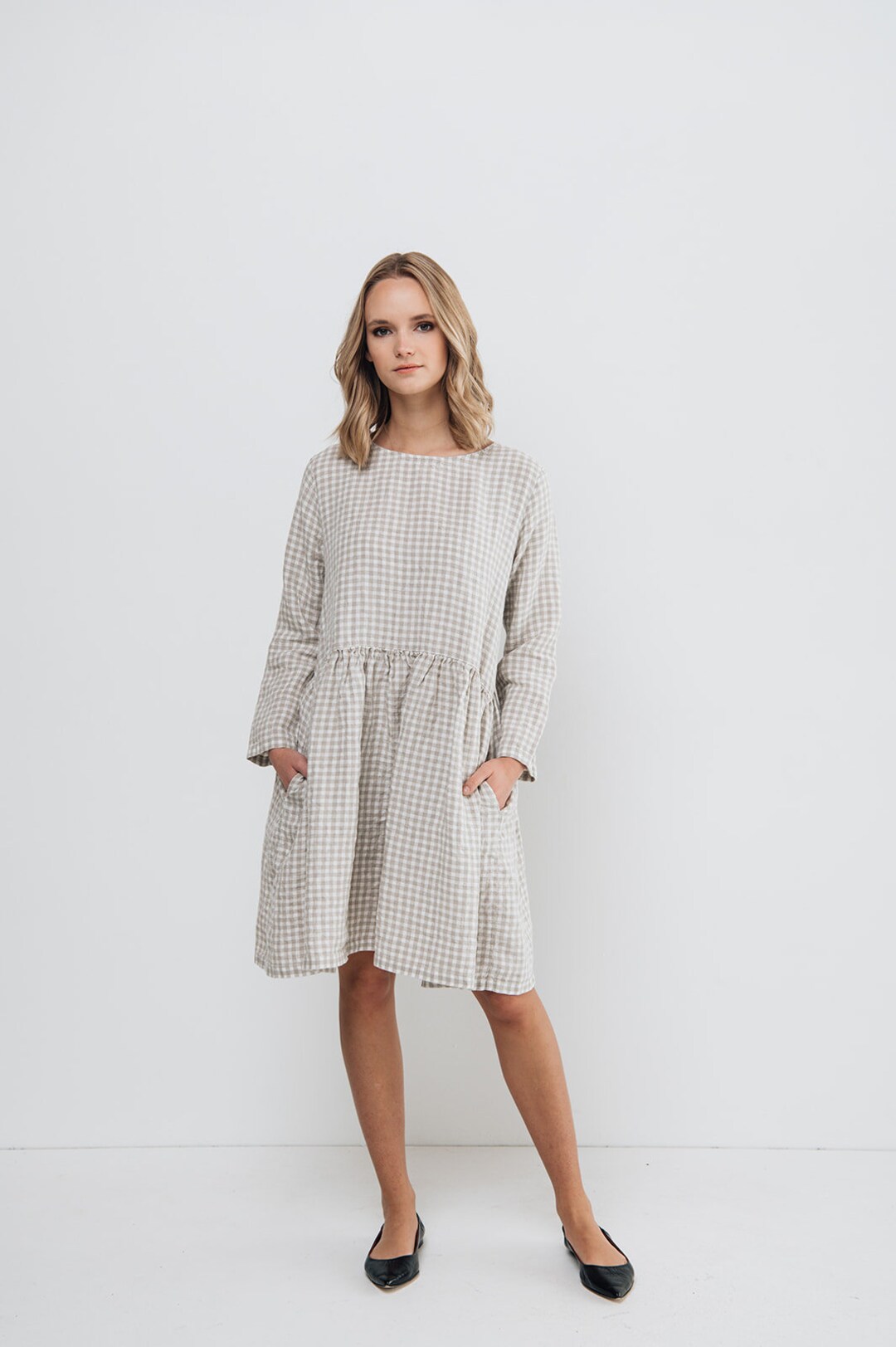 COCO Linen Dress , Long Sleeve . Linen Summer Dress, Linen Tunic Dress ...