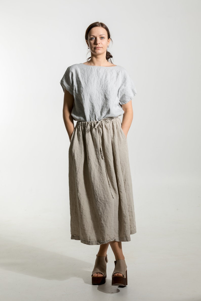 Linen skirt ISABEL . Natural linen skirt . Linen clothing for women. Midi linen skirt image 7