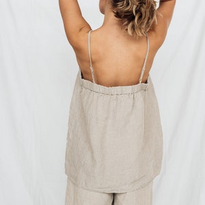 Linen cami top BALI , linen top and linen shorts, slip top, pajamas set image 4