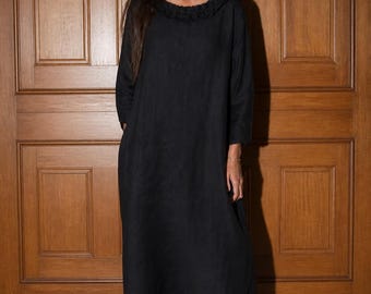 Linen dress NAOMI . Autumn colors. Ankle length