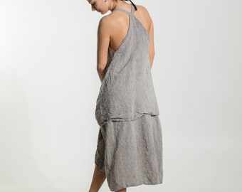 Linen pinafore dress LINDA . Linen tunic dress. Linen slip dress , linen summer dress