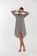 Linen shirt dress HAZEL. Knee length dress. Linen tunic dress, linen clothing for women product logo
