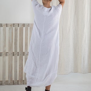 Linen dress ZOE . Linen tunic dress. White Summer linen dress. Long linen dress image 7