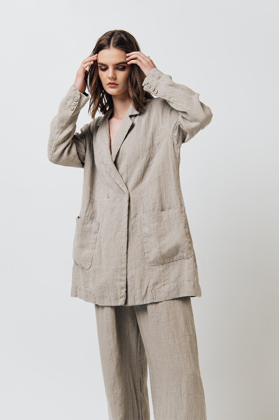 独特の上品 Jacket Linen RAW, Blazer Linen Limited Etsy - Edition ノーカラージャケット