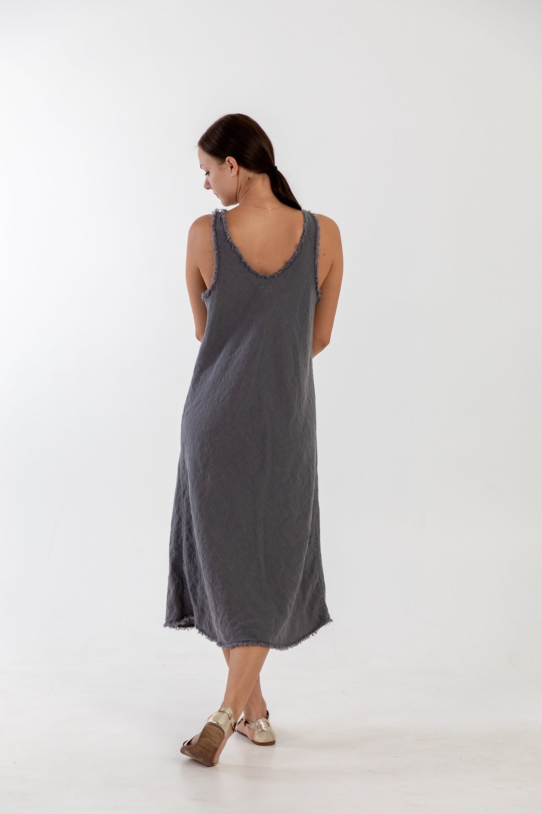Natural Linen Strap Dress ROM . Linen Dress for Women. Linen Tunic ...