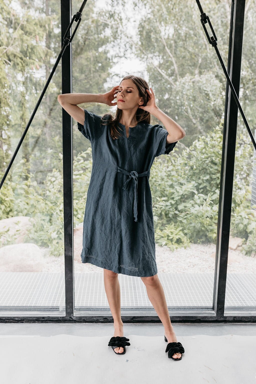 Linen dress MIAMI . Linen tunic dress. Linen dress for women. Linen knee length dress