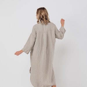 Linen tunic dress SIMPLE . Midi dress with pockets image 6