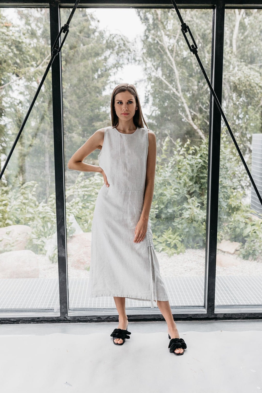 Vestido de lino CELINA plus, Vestido túnica de lino, ropa de lino