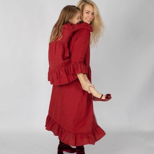 Linen Mother Daughter Dress Matching, Adeline Dress, Mommy and Me Dress Outfits, Girl Linen Dress, Linen Mommy and Me Dress