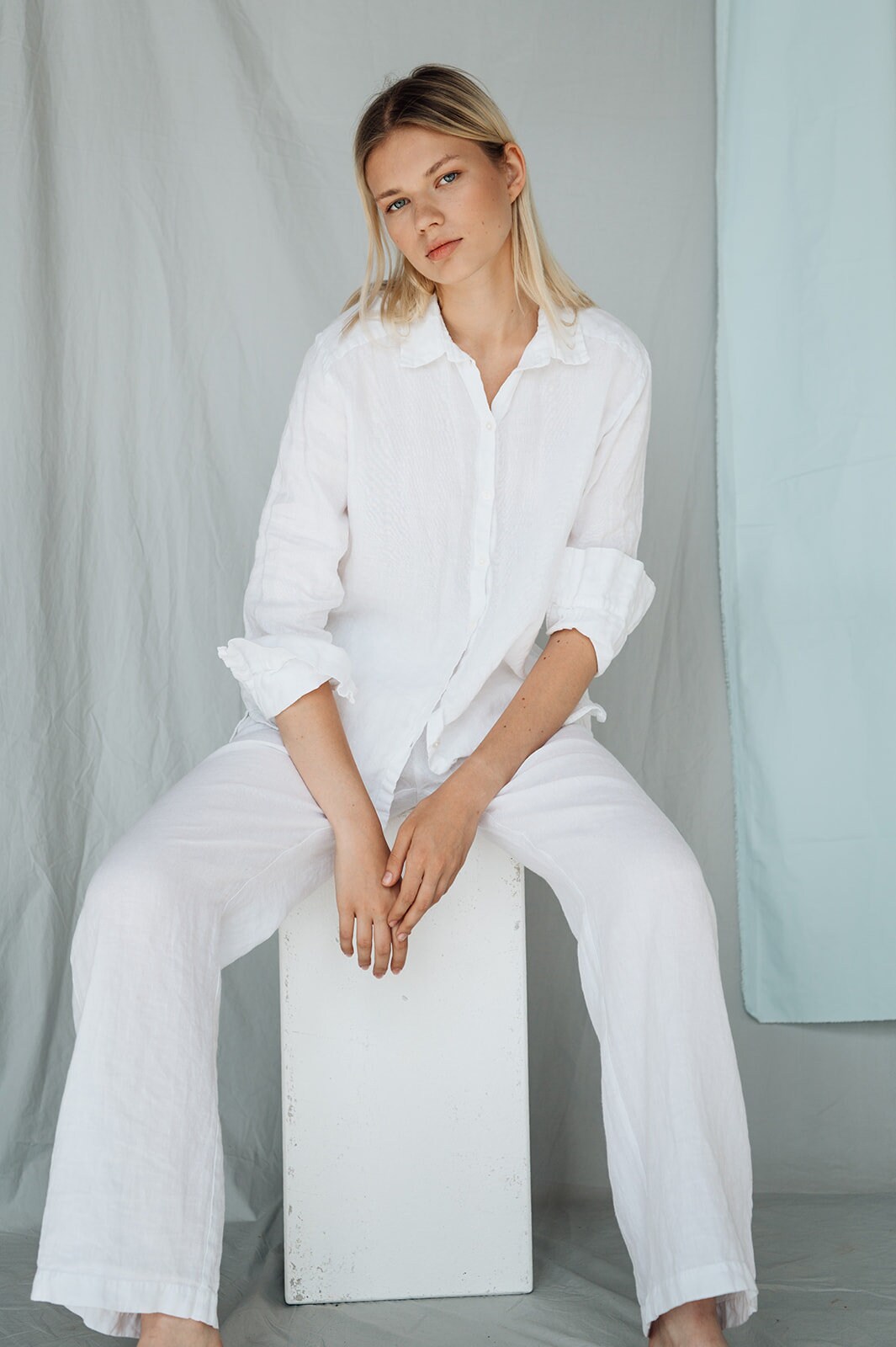Linen Shirt and Linen Pants CARLA , Linen Set . Linen Shirt
