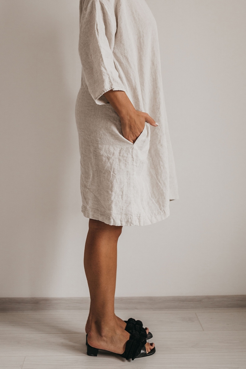 Linen dress IDA / linen summer / dress with pockets / tunic dress image 5