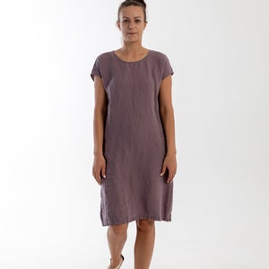 Linen dress ALICE .Knee length dress . Short sleeves dress image 8