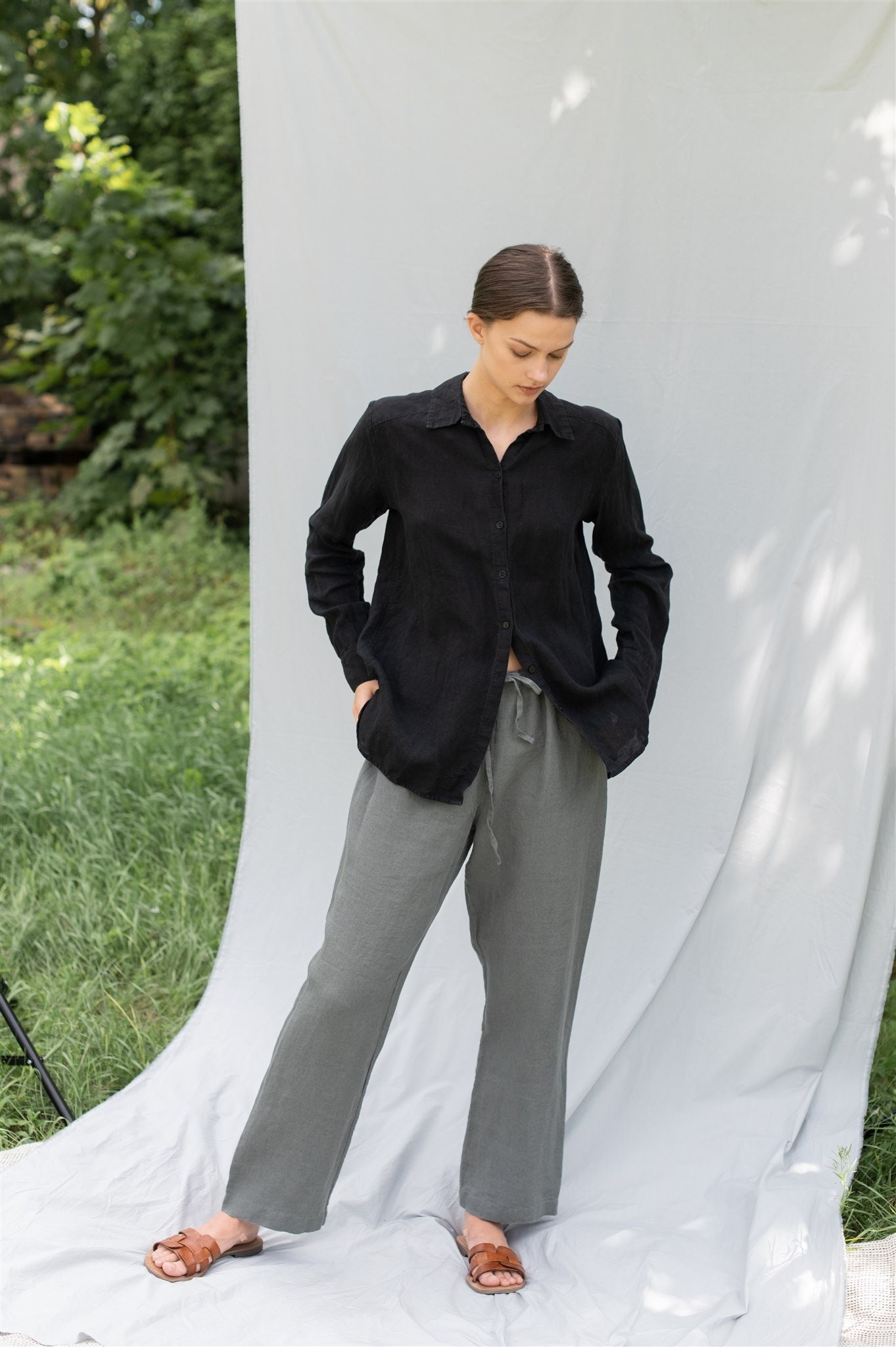 Linen Shirt CARLA . Linen Shirt , Linen Blouse, Classic White