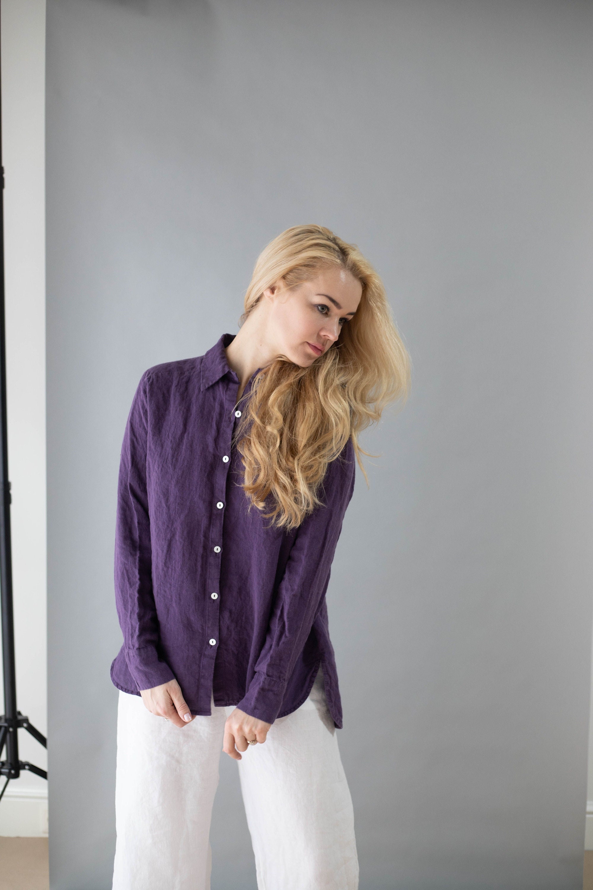 Linen Shirt CARLA . Linen Shirt , Linen Blouse, Classic White