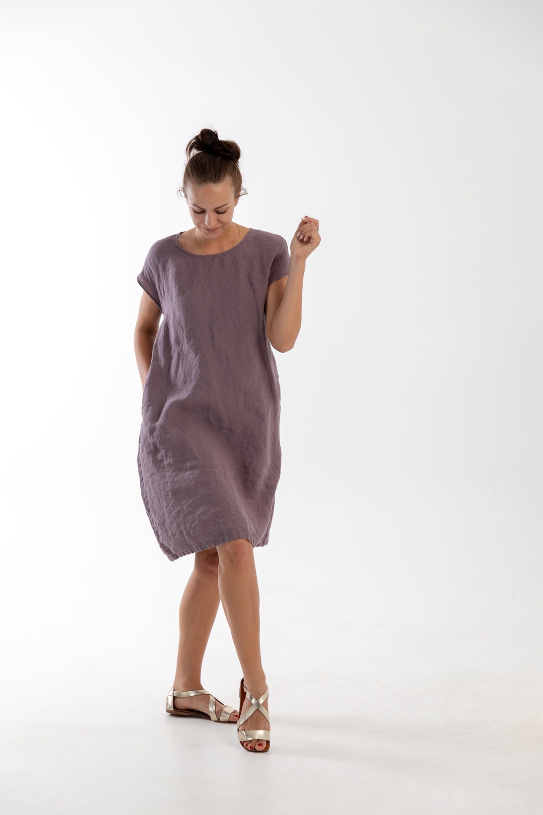 ワンピース WARDROBE NYC Linen long dress (25EO2M0H3003607M005 1119) Wrap Linen Dress, Green Midi Linen Dress, Long Sleeves Dress
