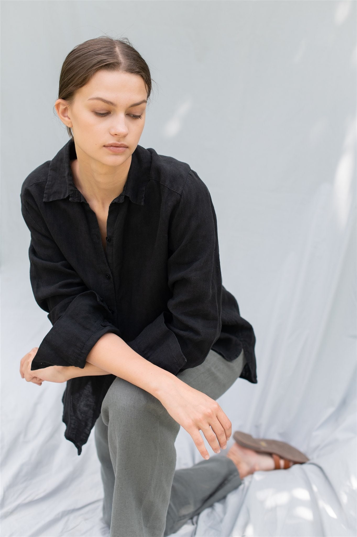 Linen Shirt CARLA . Linen Shirt , Linen Blouse, Classic White