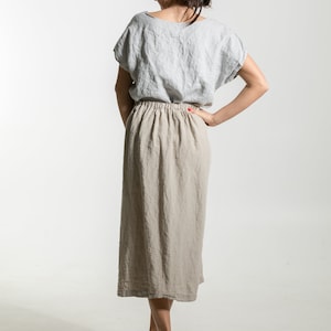 Linen skirt ISABEL . Natural linen skirt . Linen clothing for women. Midi linen skirt image 8