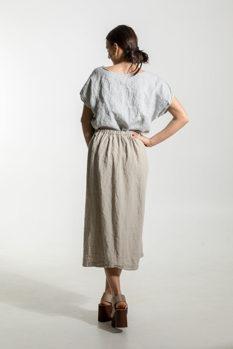 Linen skirt ISABEL . Natural linen skirt . Linen clothing for women. Midi linen skirt image 8