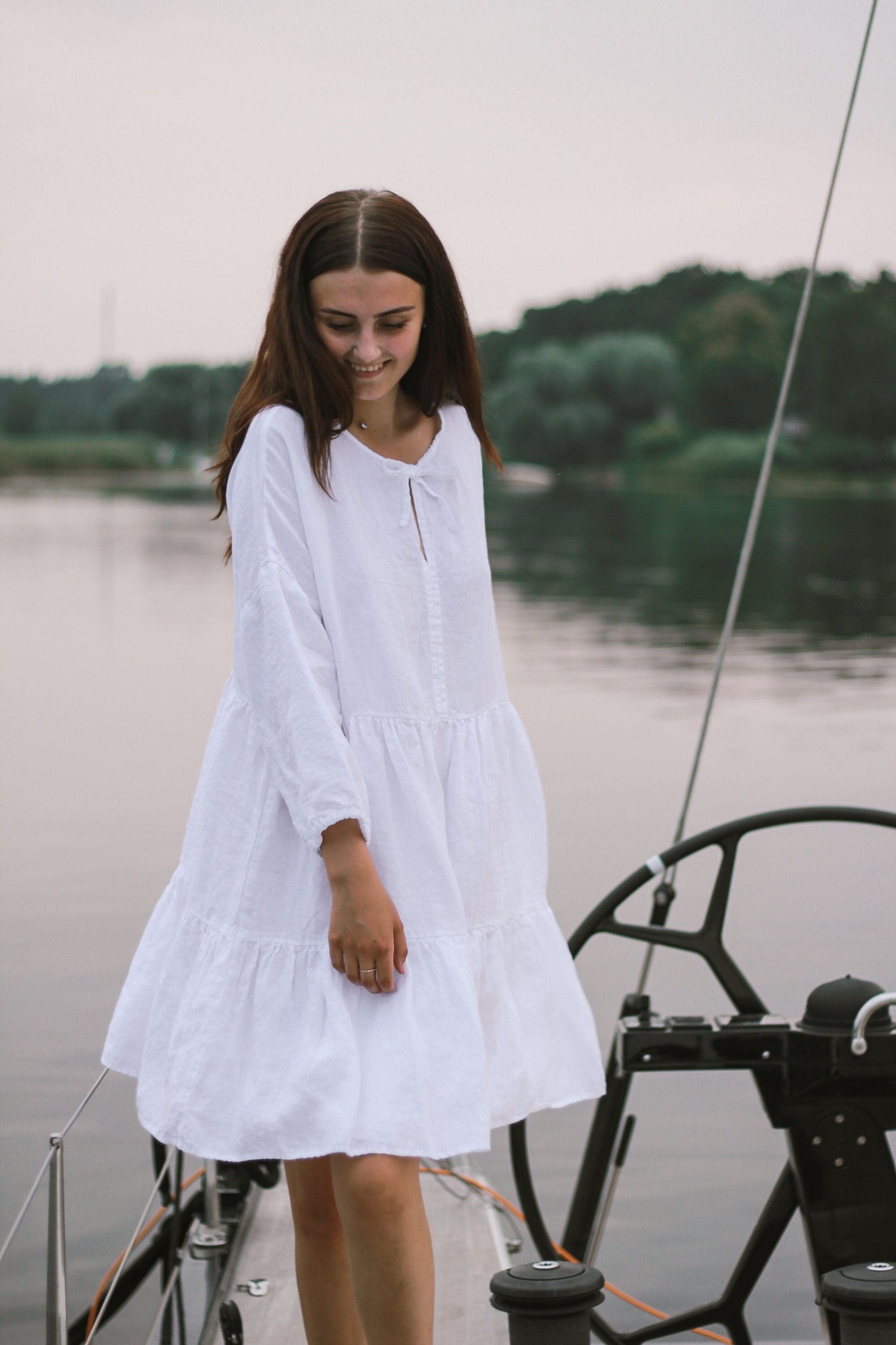 ドレス リネンドレス ALMA、ショートリネンドレス、リネンカフタン、リネン