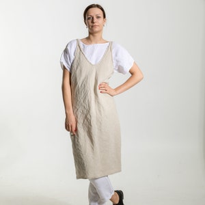 Natural Linen  strap dress ROM.  Linen dress for women. Linen tunic dress. Linen pinafore dress , linen jumper  dress