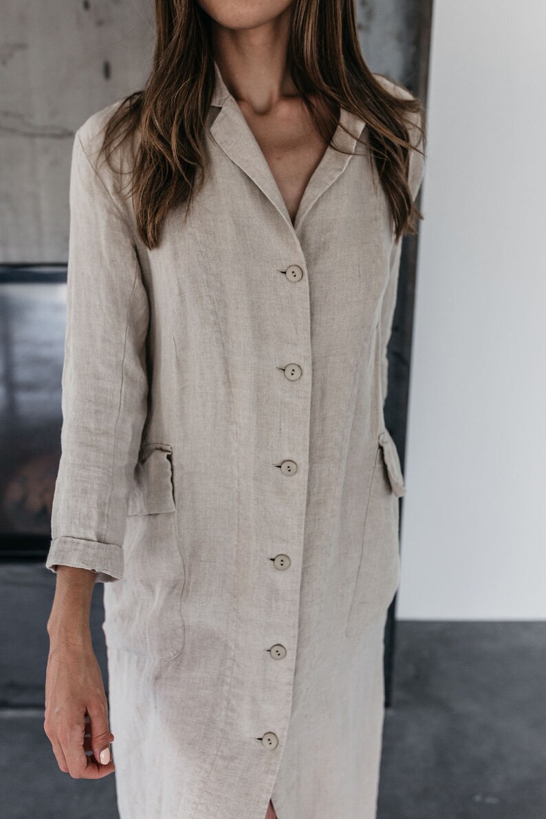 Linen jacket GRACE .Long linen jacket Full length jacket. Long Linen coat. Linen shirt dress .Linen clothing for women image 8