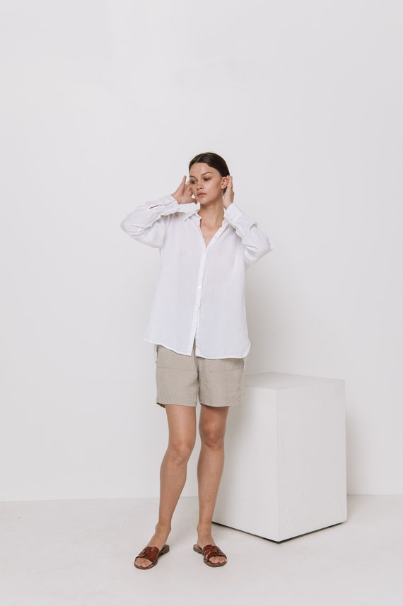 Linen Shirt CARLA . Linen Shirt , Linen Blouse, Classic White